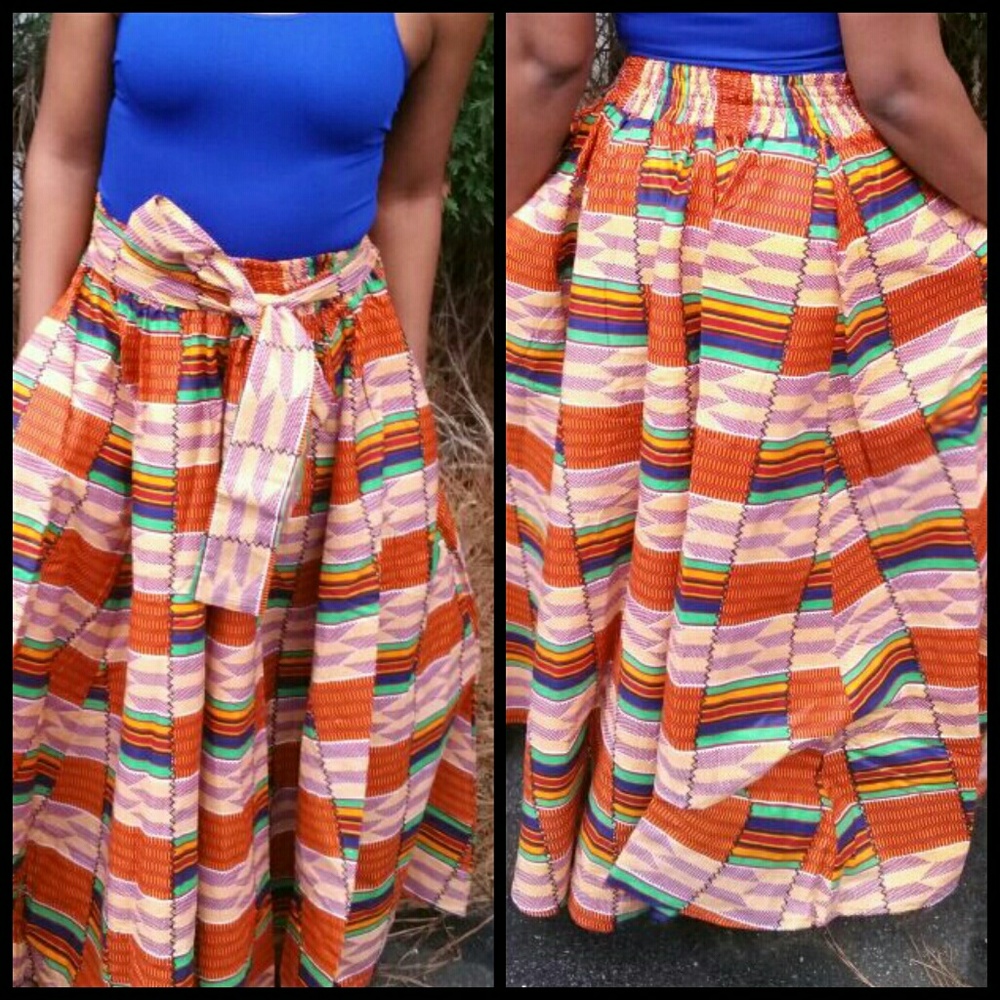 Kente print maxi skirt